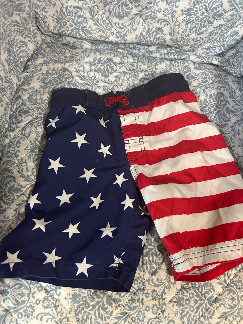 Kids American Flag Swim Trunks - Red, White & Blue